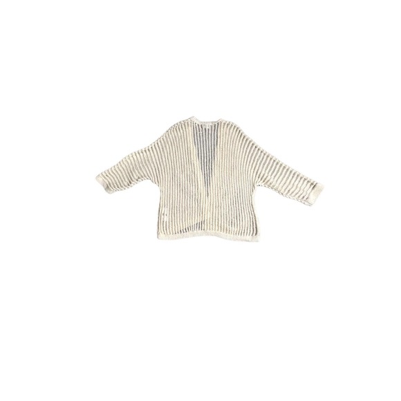 Jones New York linen white 3/4 sleeve open knit shawl sweater size medium - Picture 2 of 9